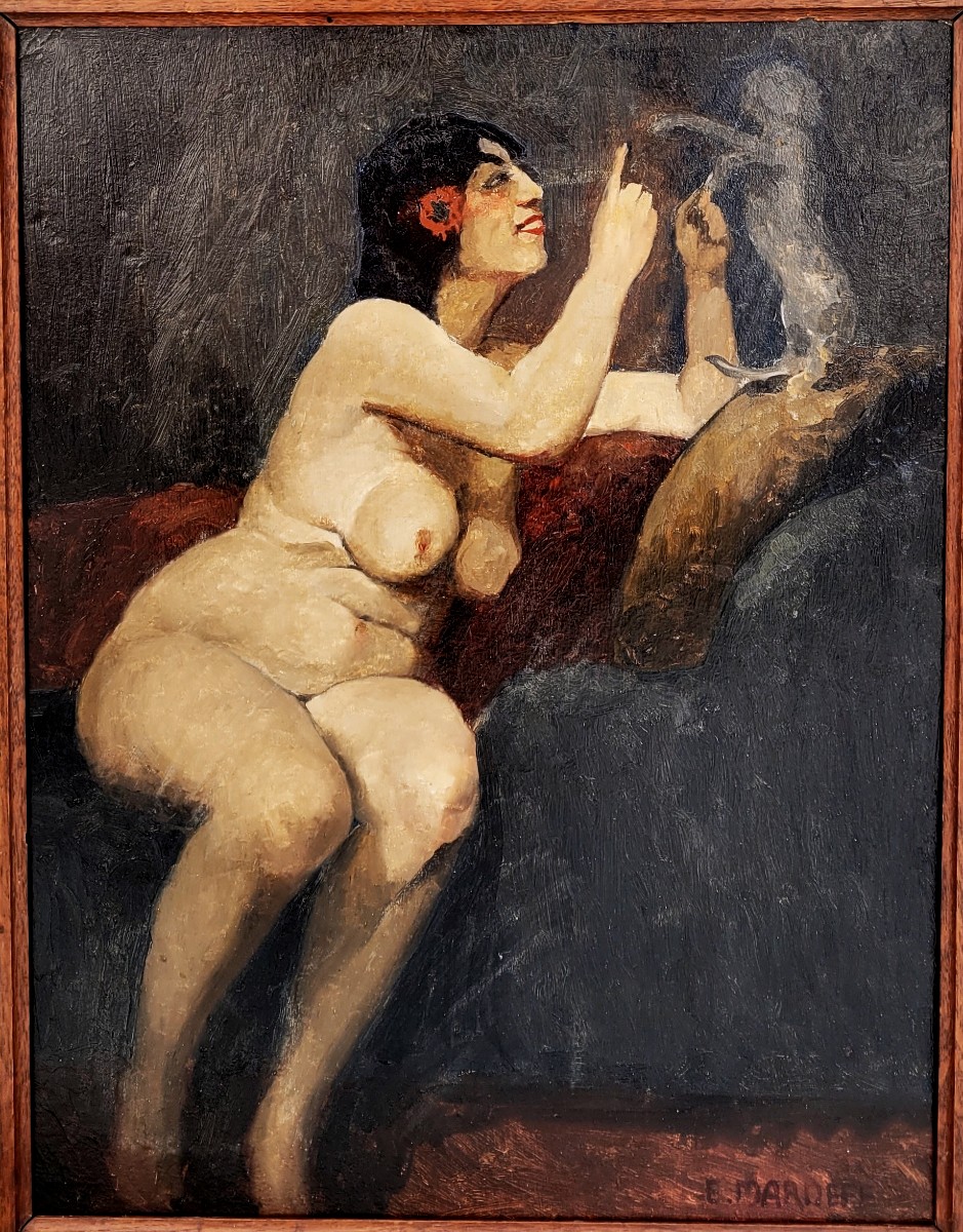 Ernest Marneffe (1866-1920) Le modèle et son chien 