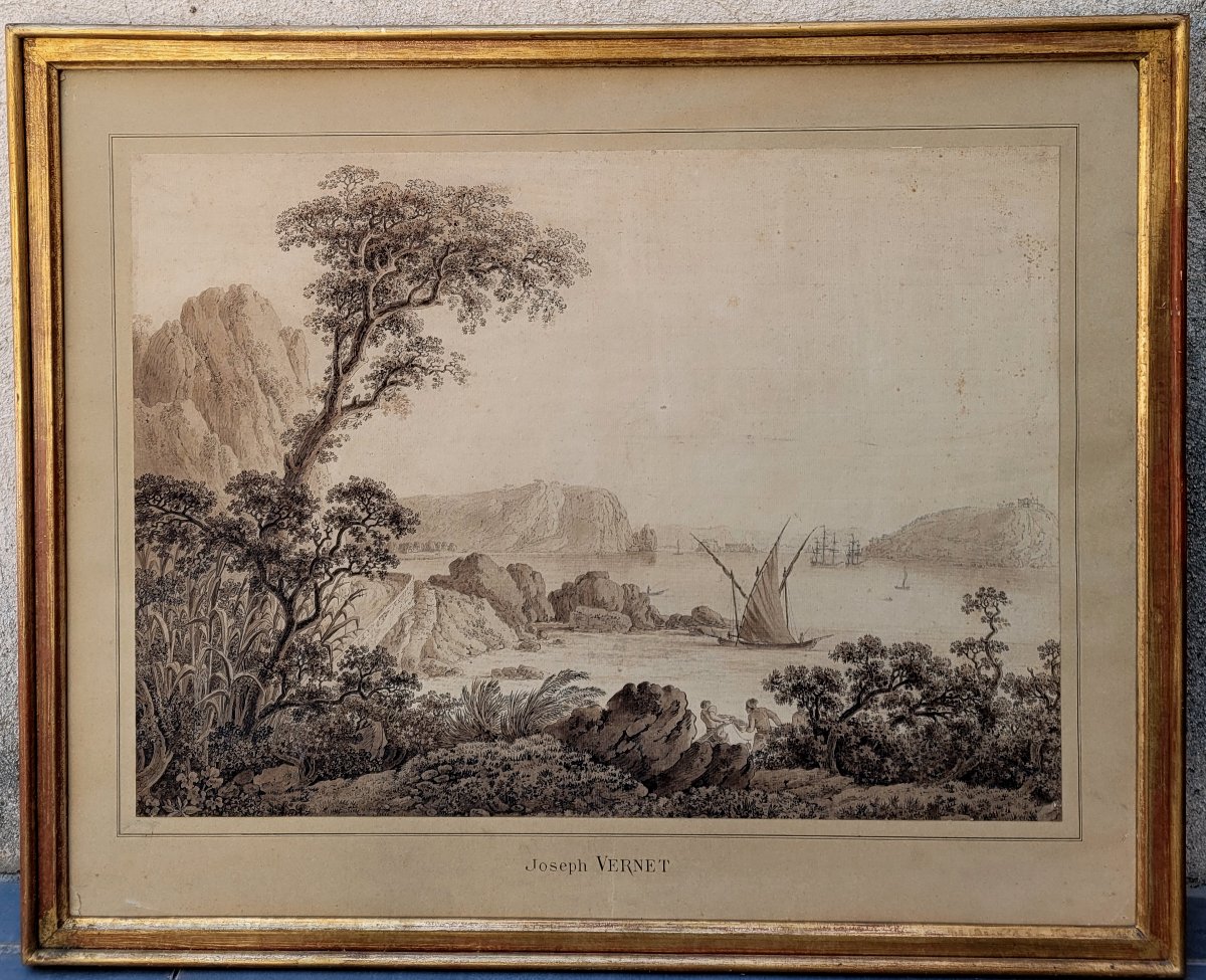 Entourage de Joseph Vernet  Paysage , bord de mer-photo-2