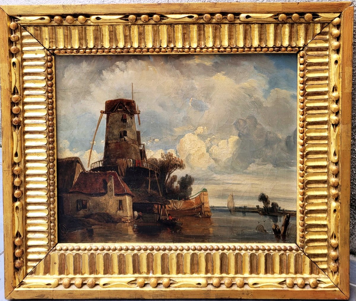 Ecole française 1830 Paysage au moulin-photo-2