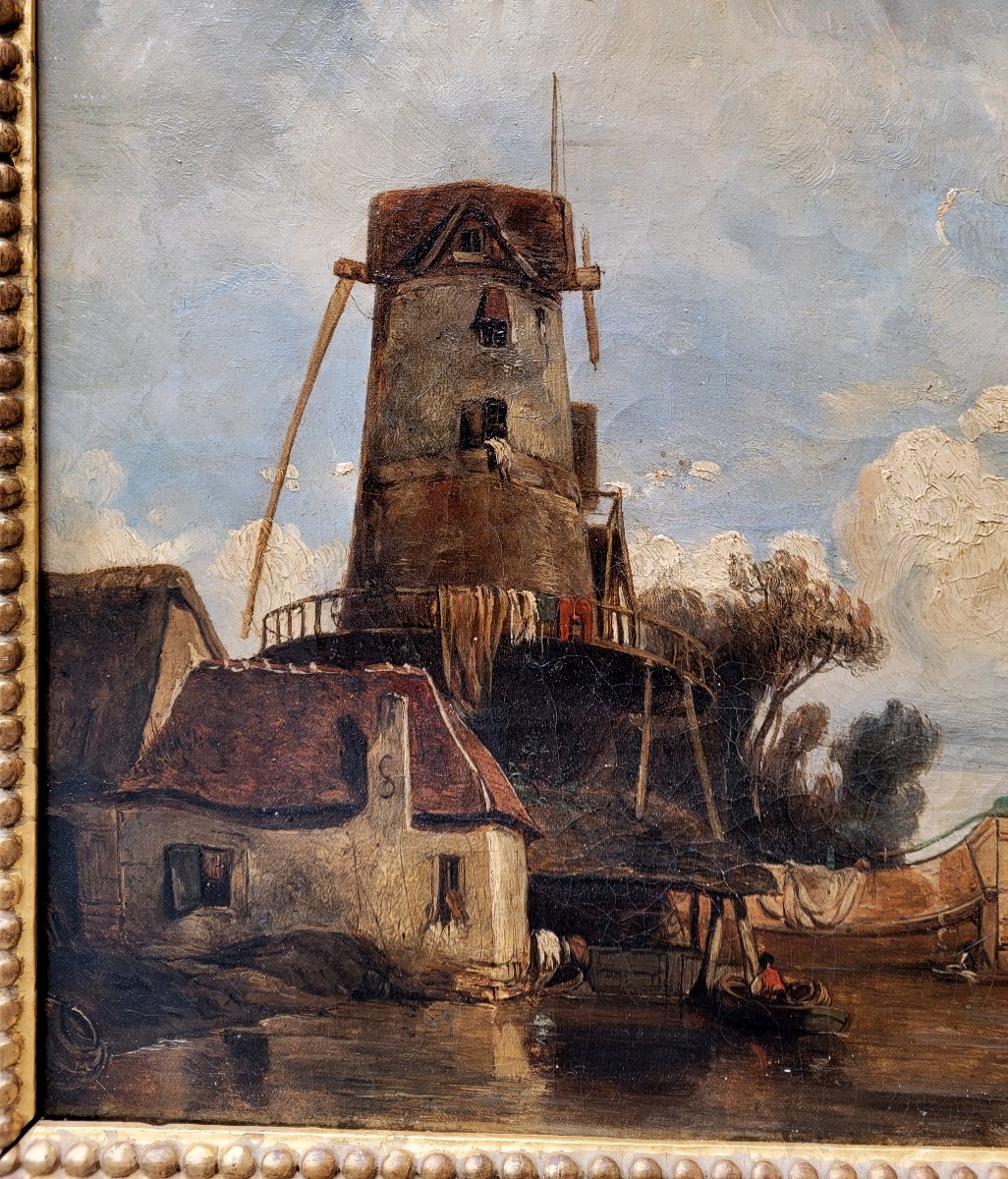 Ecole française 1830 Paysage au moulin-photo-4