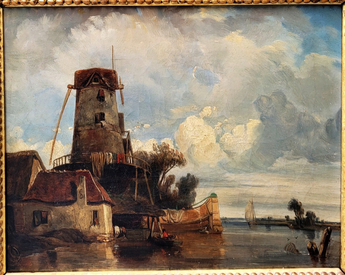 Ecole française 1830 Paysage au moulin