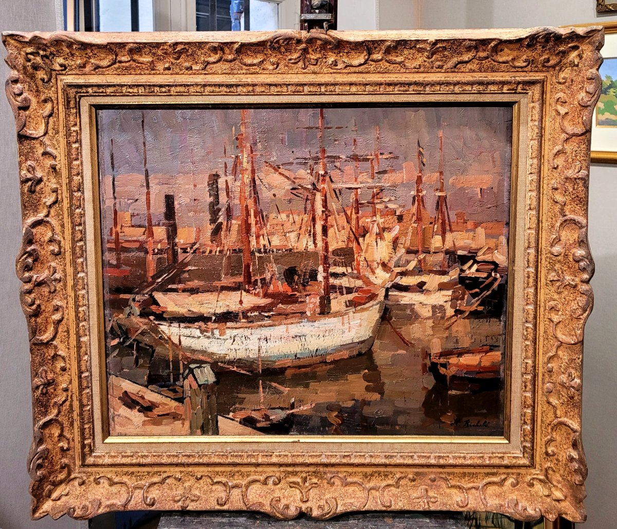 Horace Richebé (1871-1958) Boats In The Old Port Of Marseille-photo-2