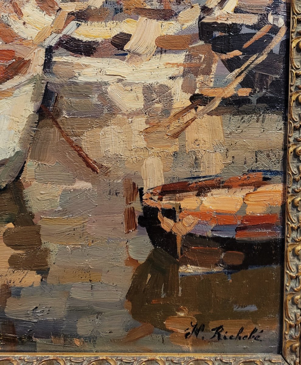 Horace Richebé (1871-1958) Boats In The Old Port Of Marseille-photo-3