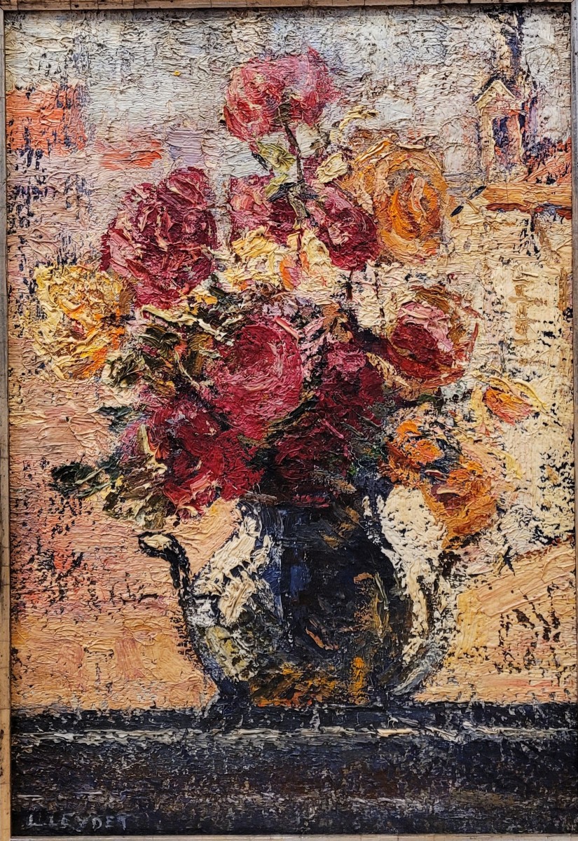 Louis Leydet (1873-1944)   Fleurs devant la fen&ecirc;tre -photo-2