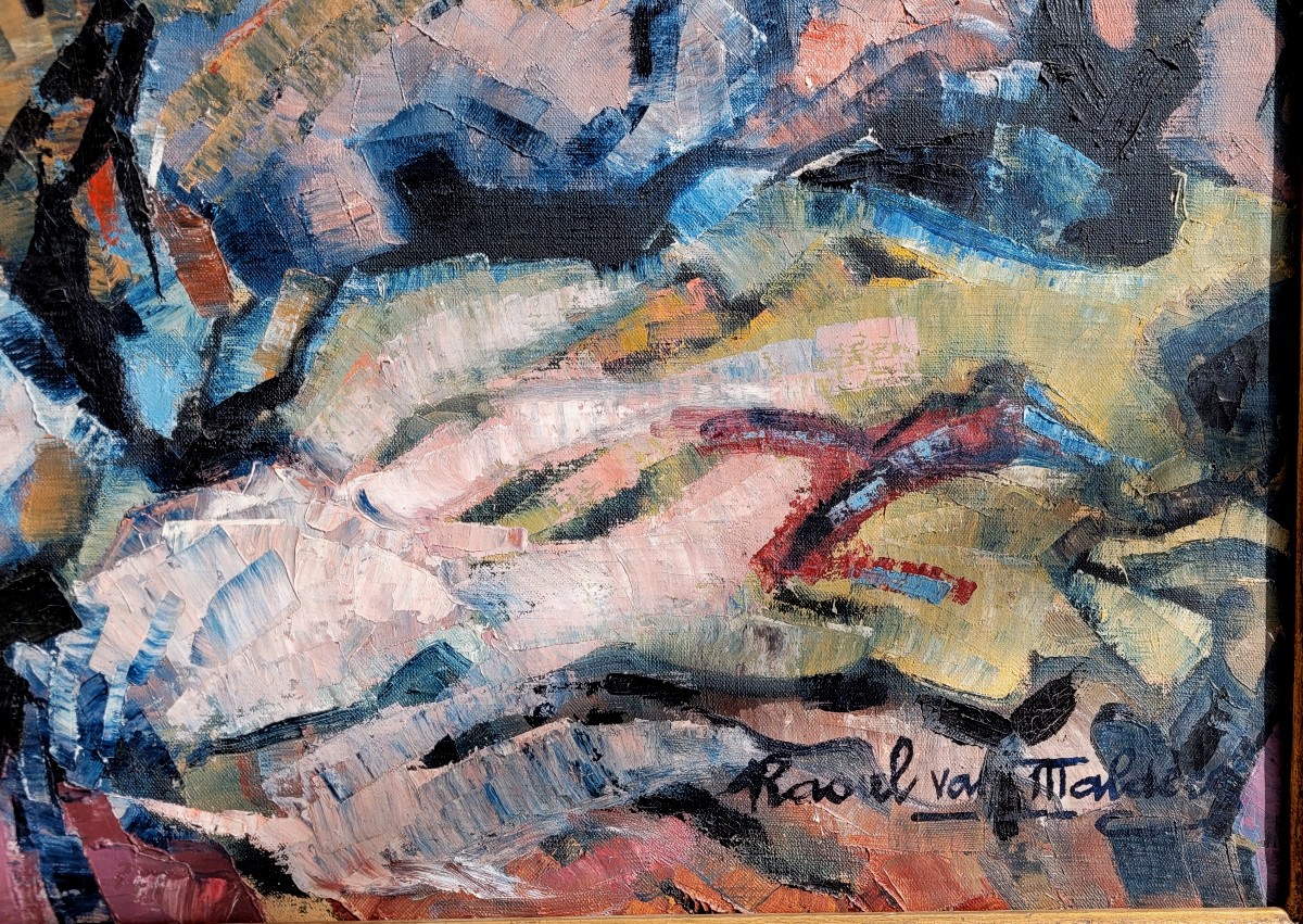 Raoul van Maldère (1875-1947) Pêcheur sur les rochers-photo-3