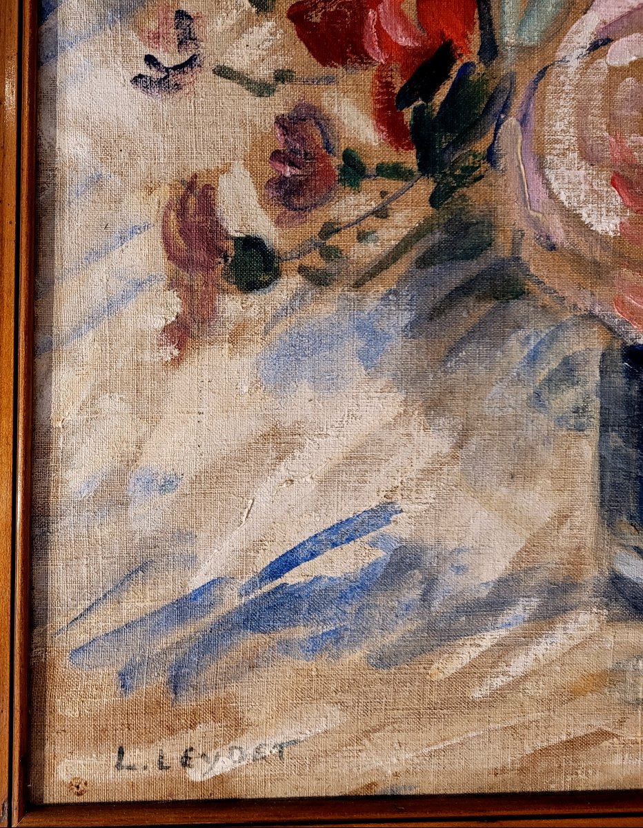 Louis Leydet (1873-1944) Vase Of Flowers-photo-3