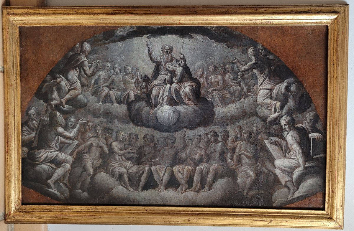 Italian School, 17th Century: The Heavenly Court And God The Father-photo-2
