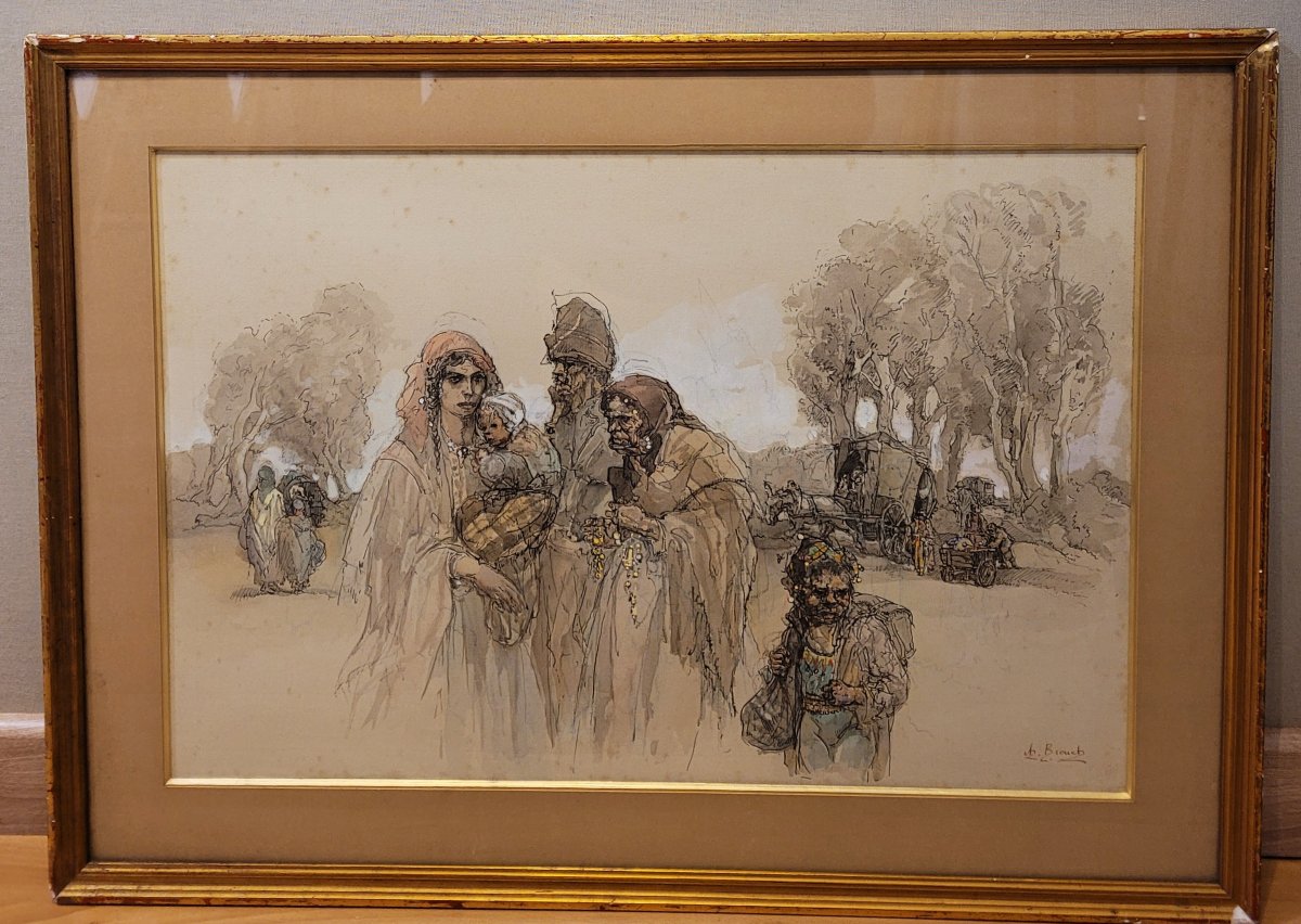 Auguste BROUET (1872-1941) Les bohémiens -photo-2