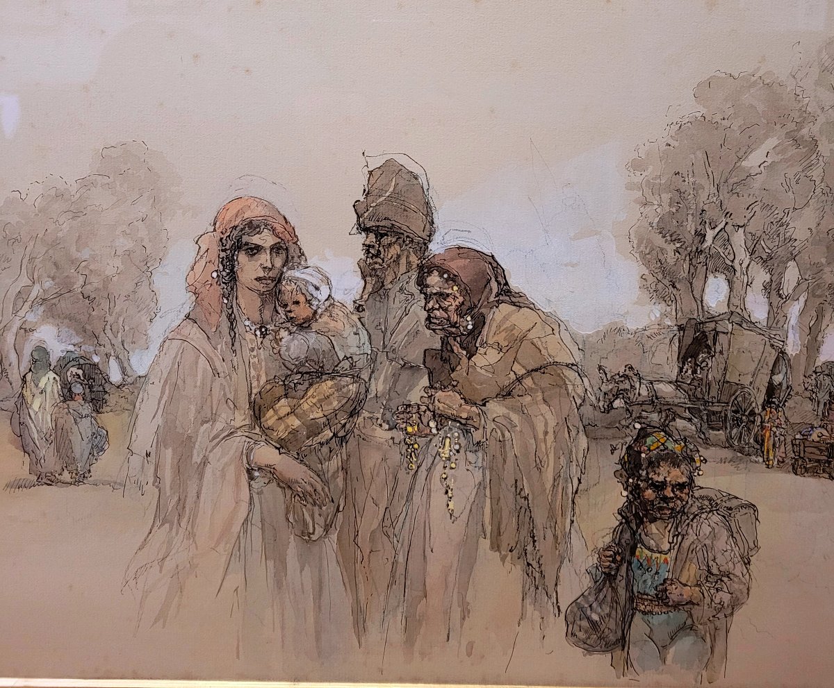 Auguste BROUET (1872-1941) Les bohémiens -photo-3