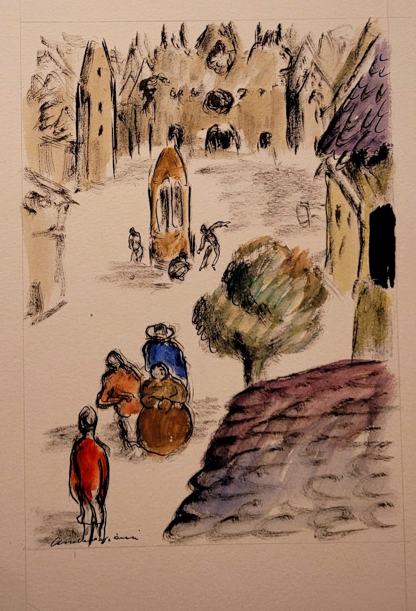 Pierre Ambrogiani (1907-1985) The Village Square-photo-2