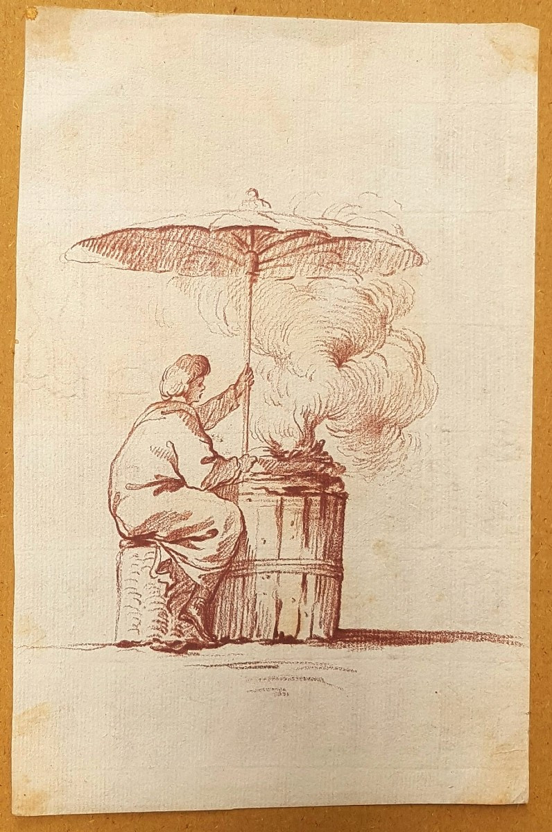 French School, 18th Century: The Merchant With A Parasol