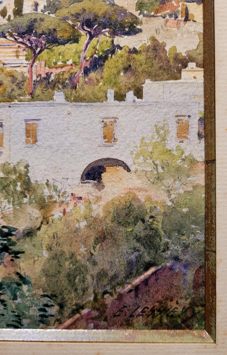 Ernest Louis Lessieux (1848-1925) Two Watercolors: Saint-raphaël And View Of Italy-photo-4