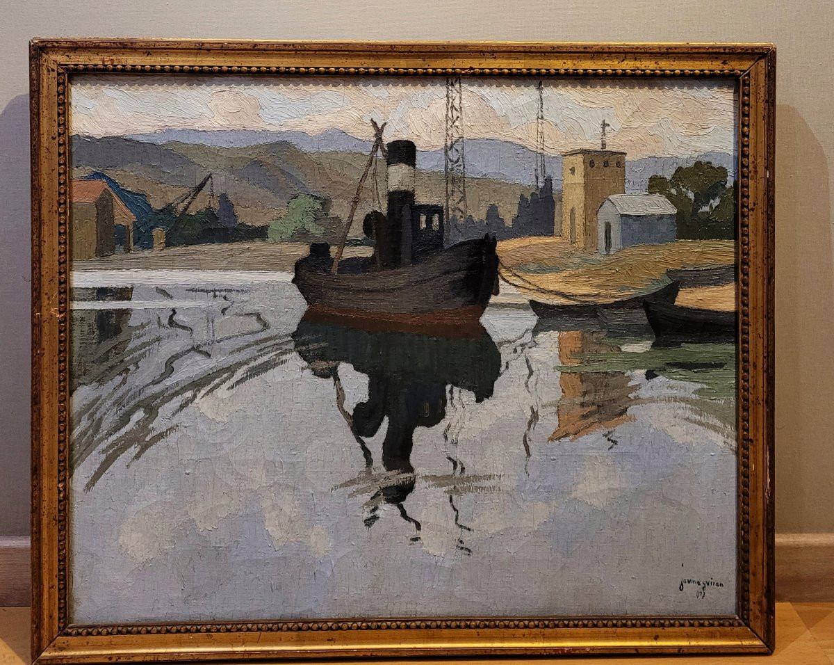 Jaume Guiran (1890-1950) The Tugboat Towards Martigues-photo-2