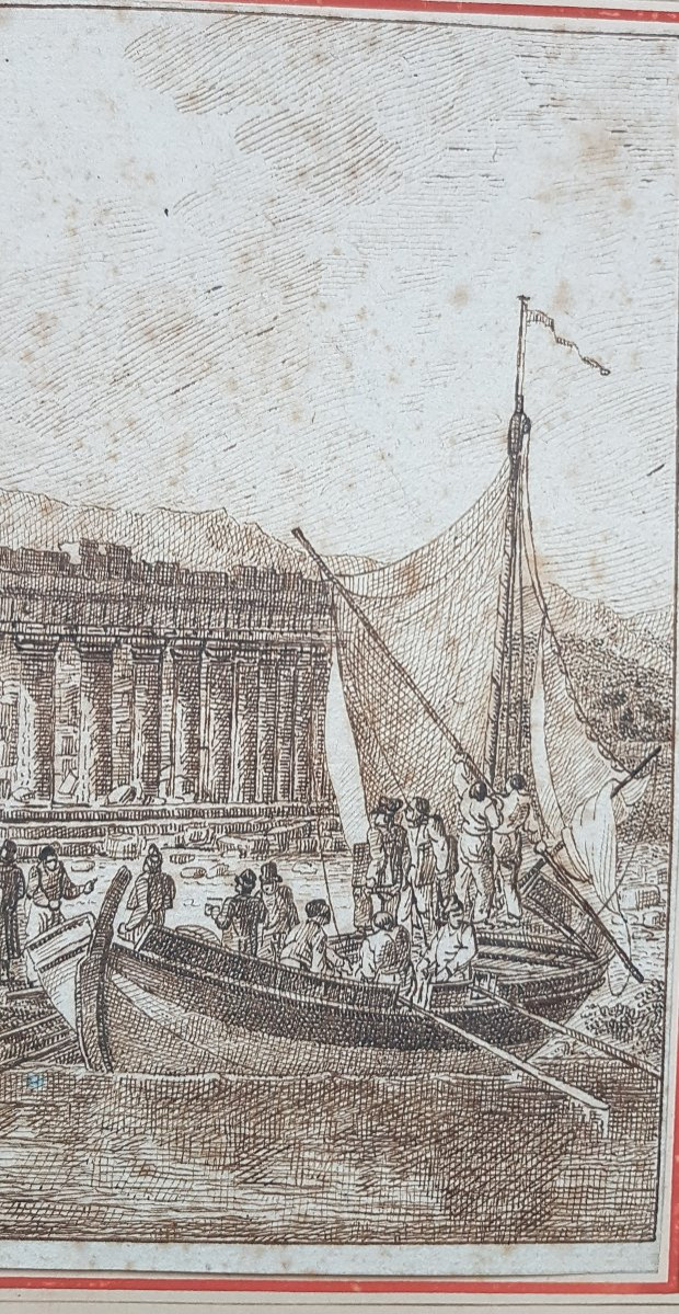 Jean-Jacques François Taurel (1757-1832) Artistes accostant à Paestum-photo-4