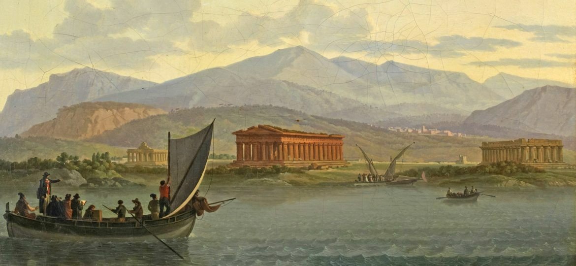 Jean-Jacques François Taurel (1757-1832) Artistes accostant à Paestum-photo-1