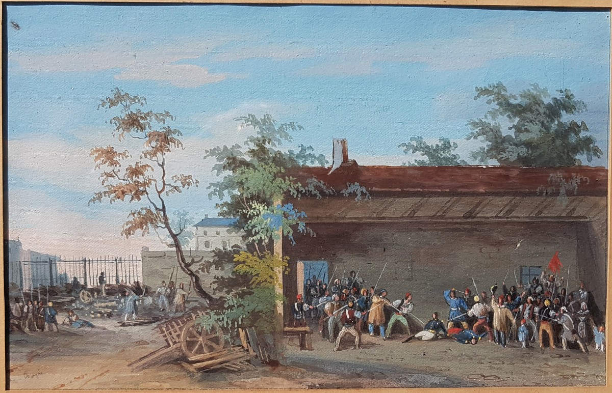 Eugène Bazin (1799-1866) The Death Of General Bréa And Captain Mangin