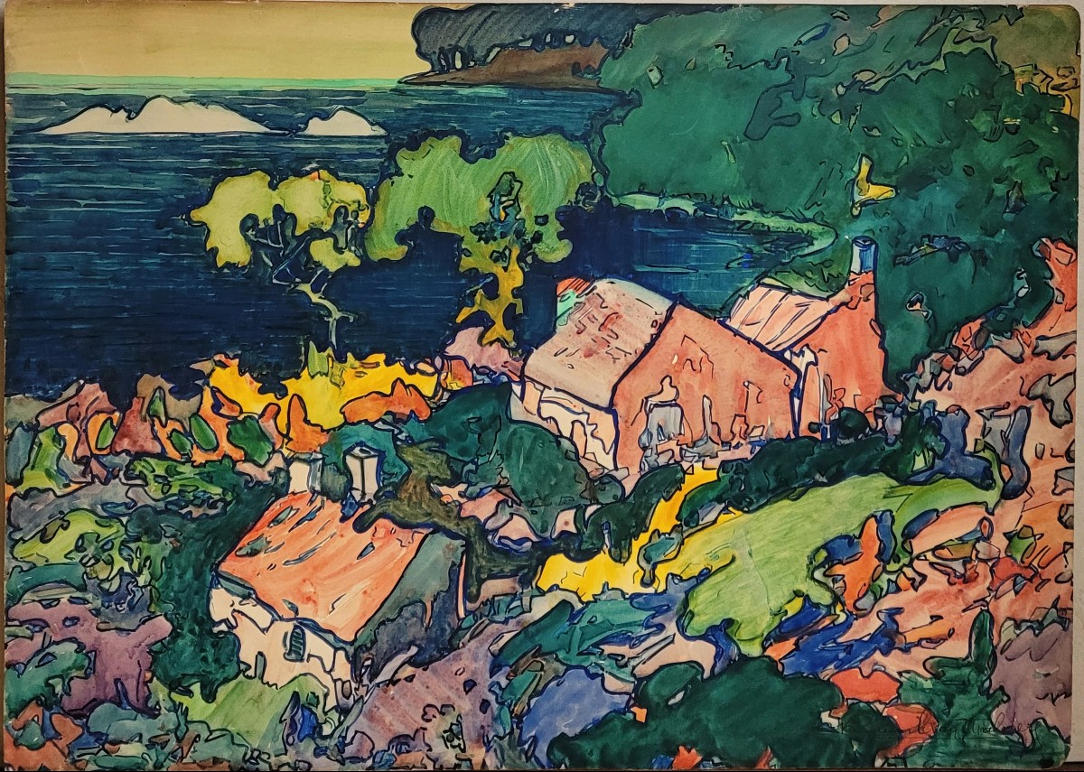 Raoul van Maldère (1875-1947) Maisons en bord de mer