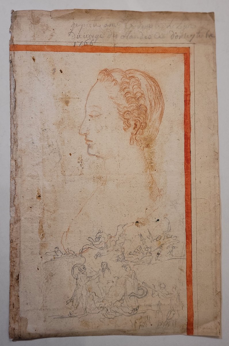 Austremoine Fougerel (18th Century) Drawing For A Sculpture, Angels Bearing A Crown, 1760-photo-2