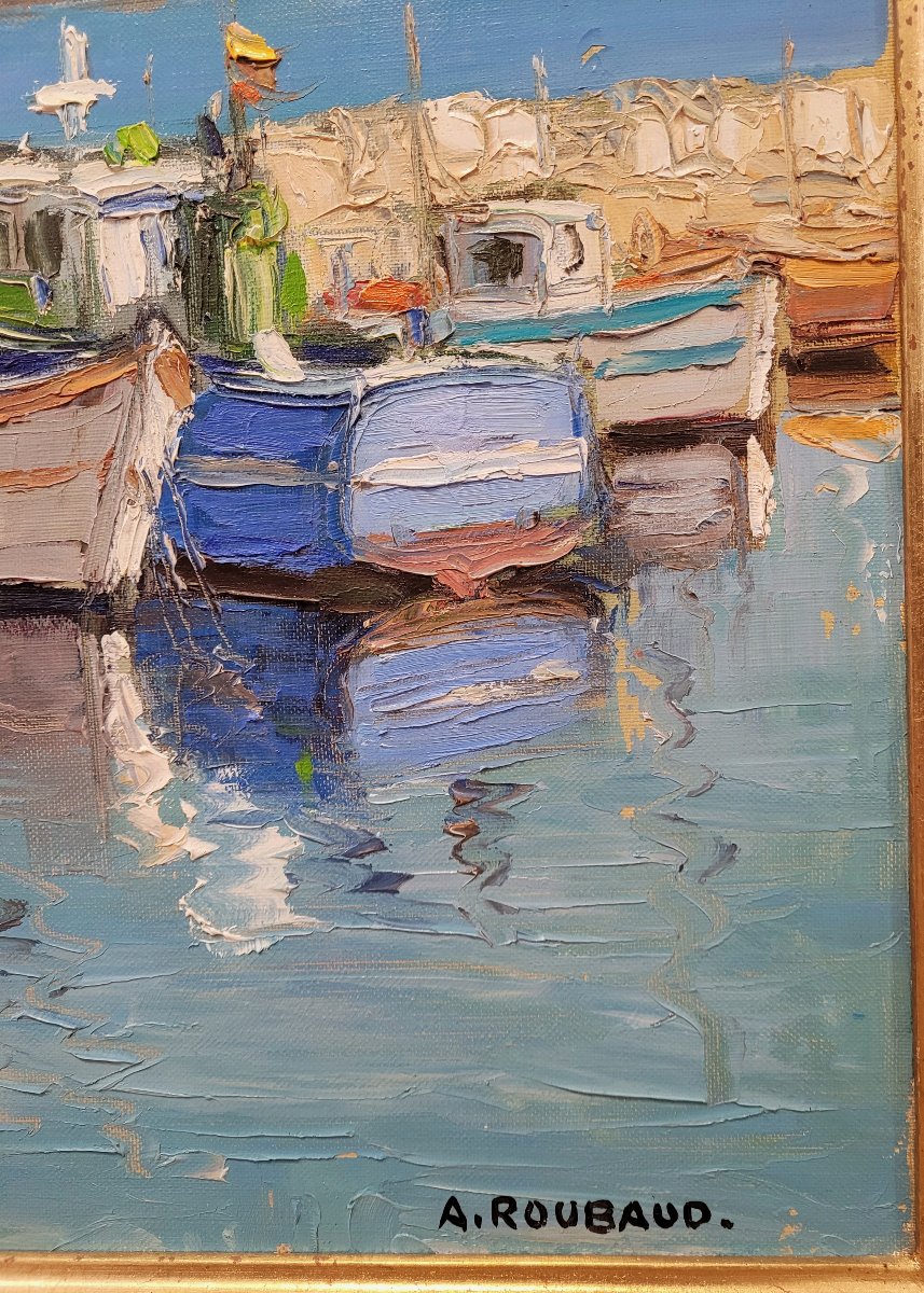 André Roubaud (1929-2020) Fishing Boats In Port De Bouc-photo-3