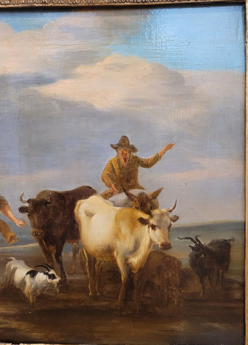 Pastoral Scene Follower Of Nicolas Berchem-photo-3
