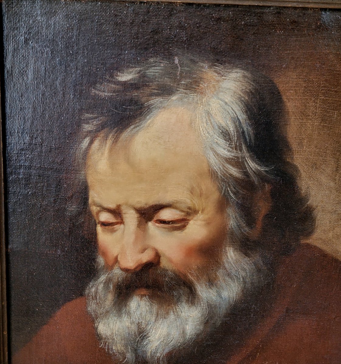  Ecole Italienne XVIIe siècle Portrait d'un vieil homme-photo-3