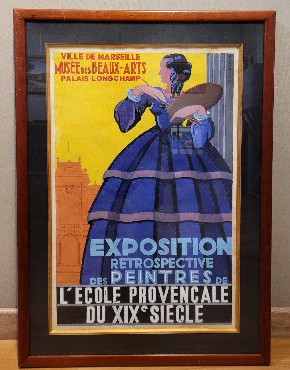 Charles DECK  Projet à la gouache pour une affiche d'exposition au Palais Longchamp 1937-photo-2