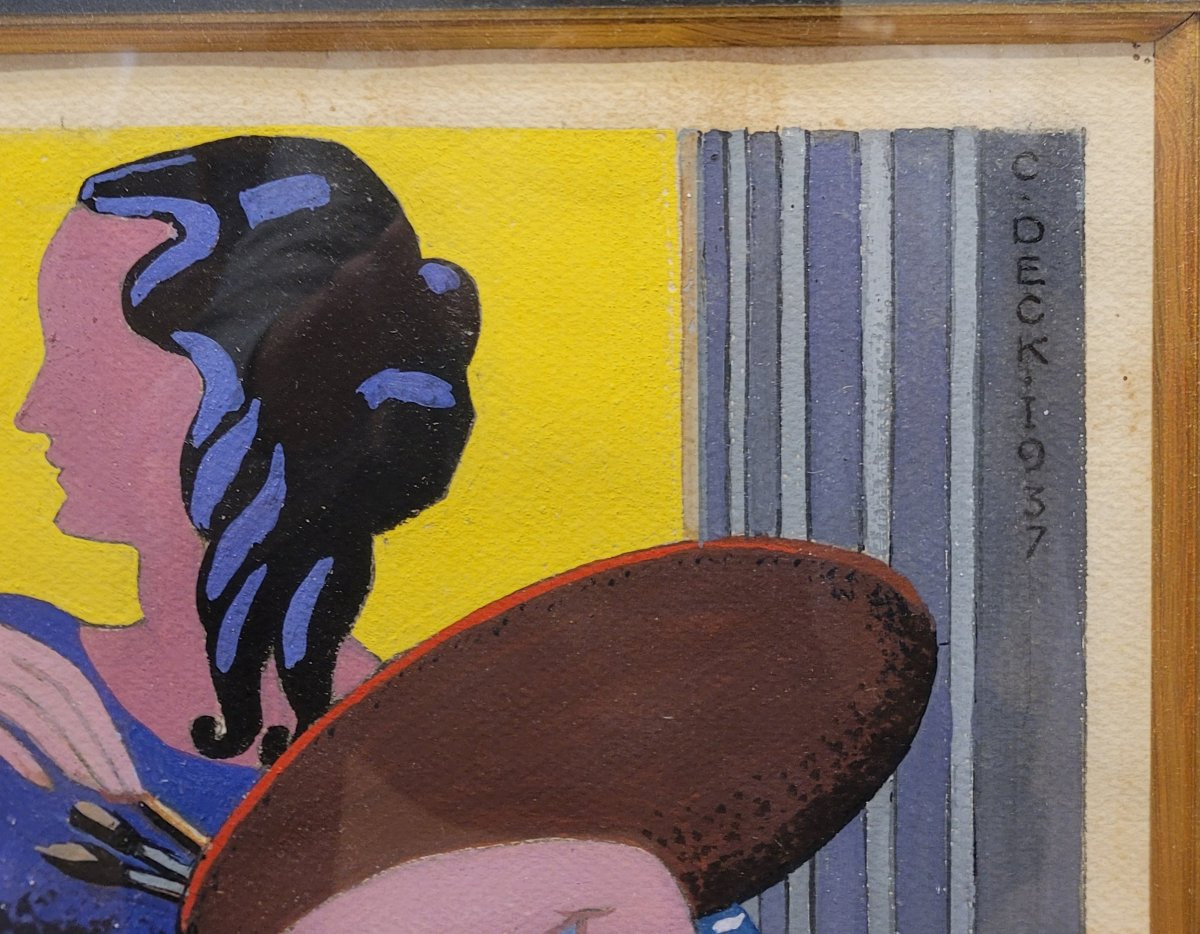 Charles DECK  Projet à la gouache pour une affiche d'exposition au Palais Longchamp 1937-photo-4