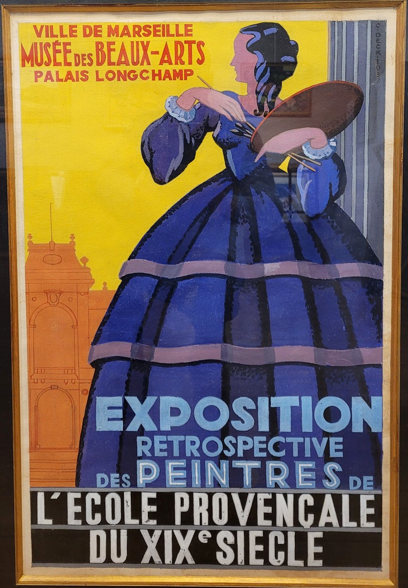 Charles DECK  Projet à la gouache pour une affiche d'exposition au Palais Longchamp 1937