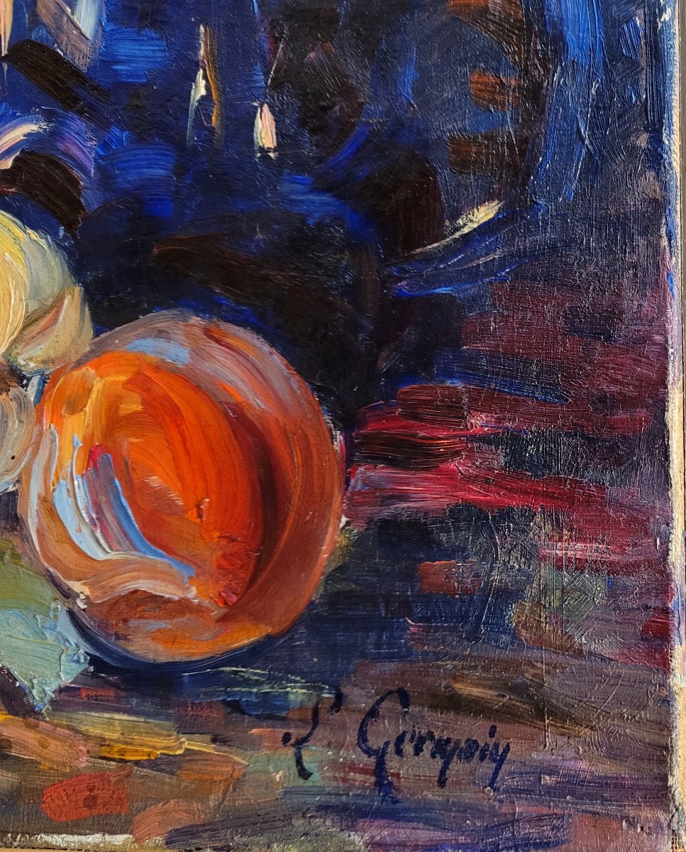   Louise Germain (1874-1939) Still Life With Blue Pitcher-photo-3