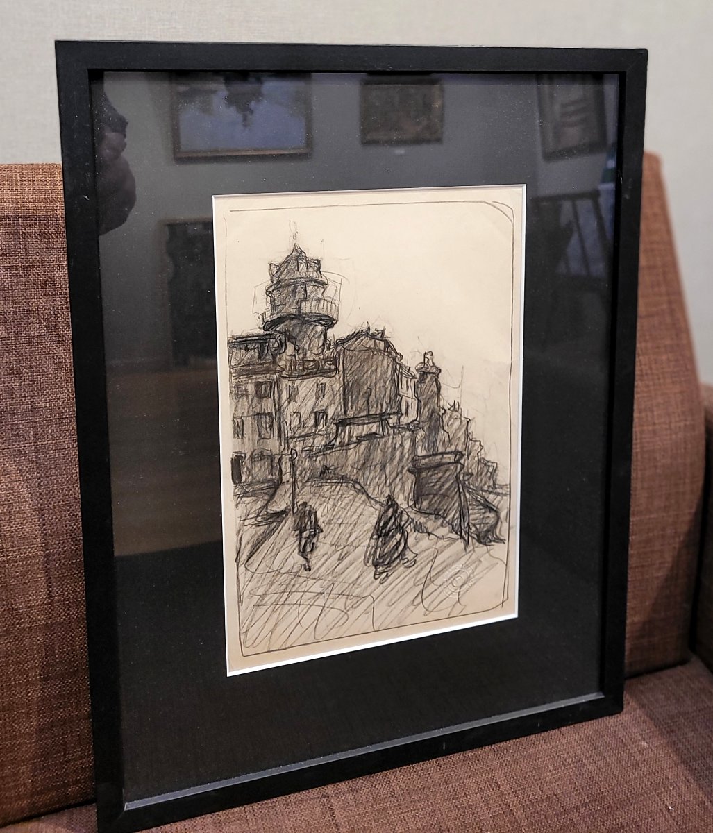 Marcel ARNAUD (1877-1956) Rue animée à Marseille-photo-2
