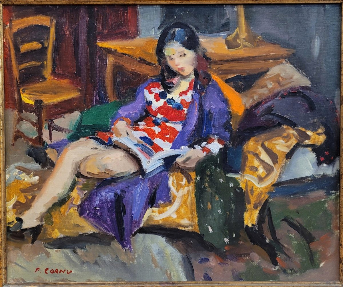 Pierre CORNU (1895-1996) Jeune femme lisant-photo-2