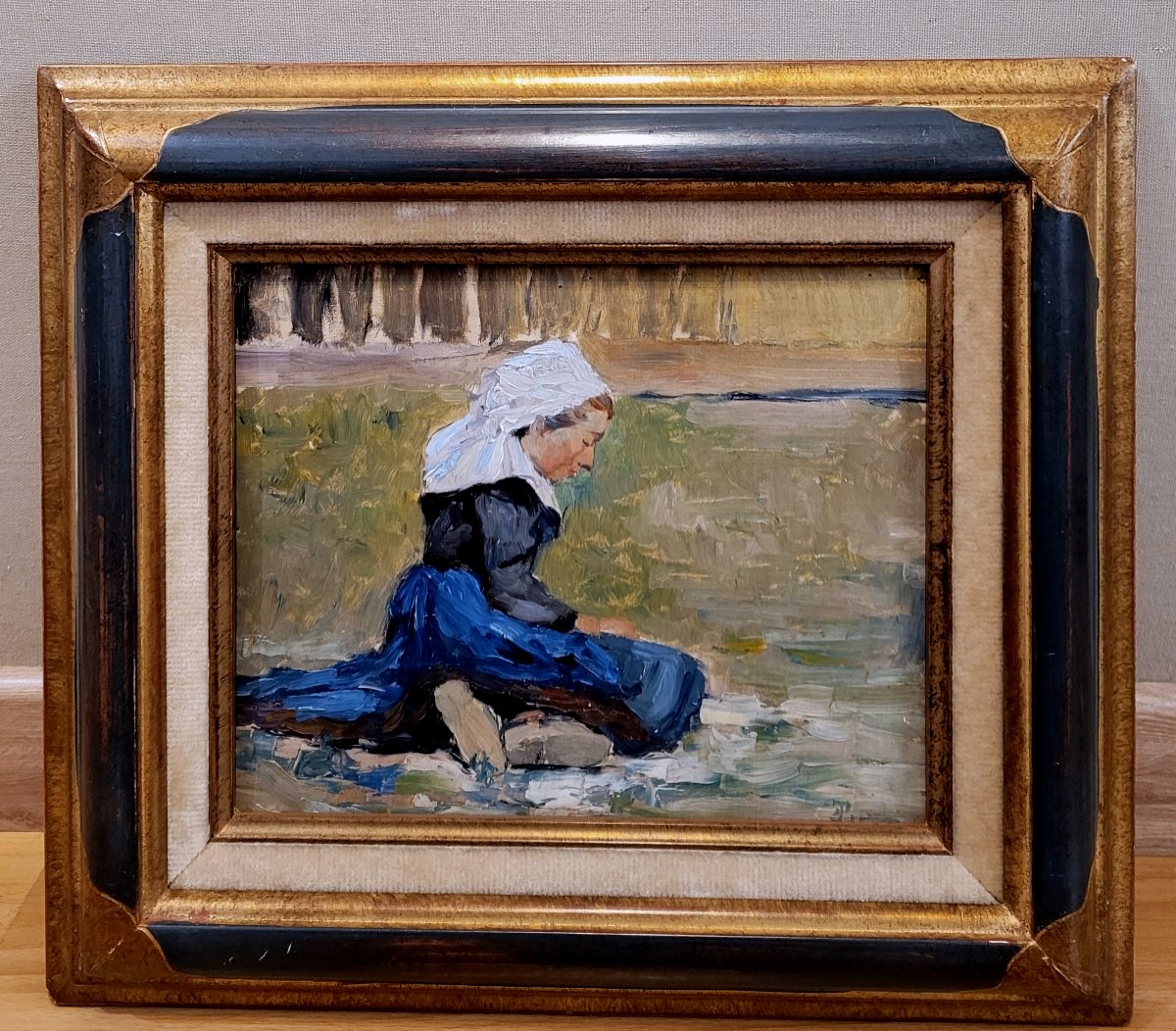 Fernand Piet (1869–1942) Young Breton Girl In A Meadow-photo-2