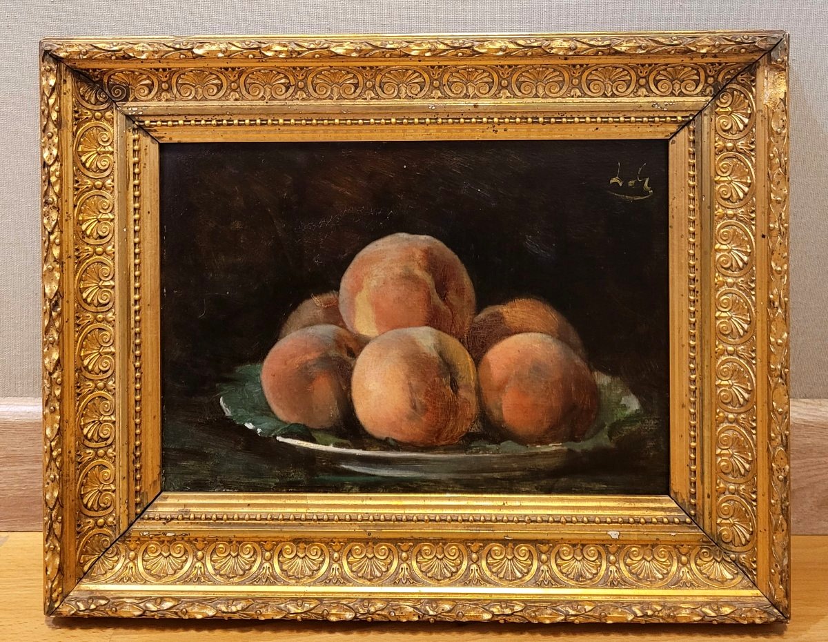 Louis Gautier (1855-1947) L'assiette de pêches-photo-2