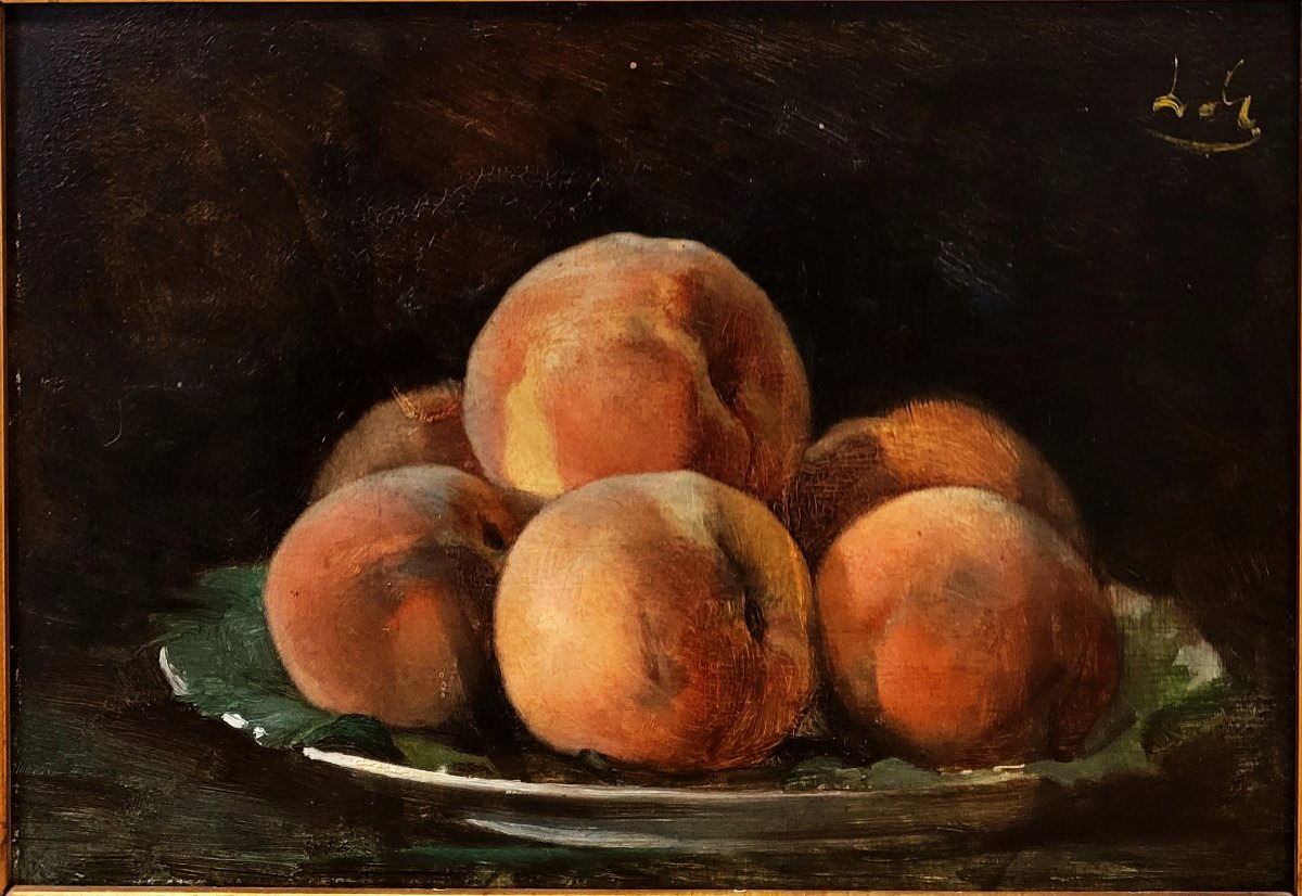 Louis Gautier (1855-1947) L'assiette de pêches
