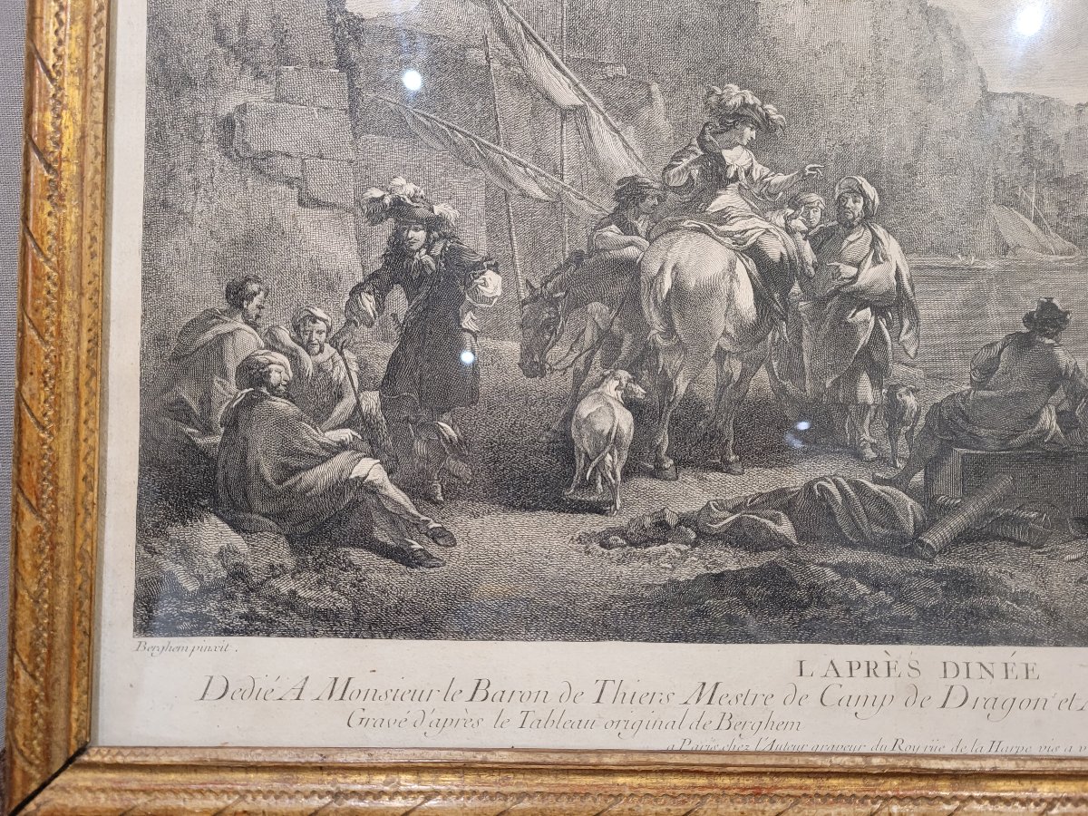 Pair Of Engravings By Le Bas With 18th-century Frames-photo-4