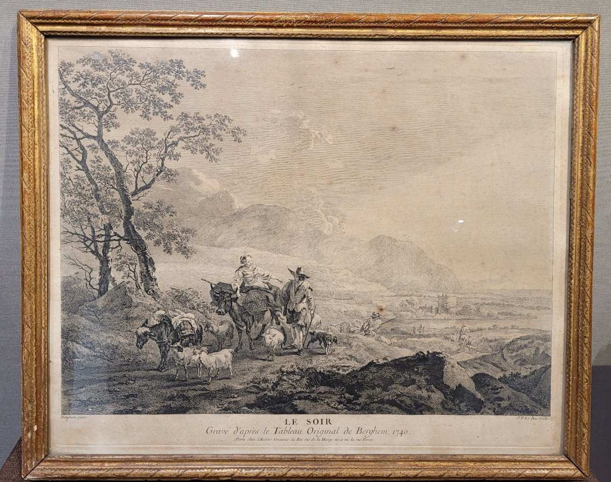 Pair Of Engravings By Le Bas With 18th-century Frames-photo-1
