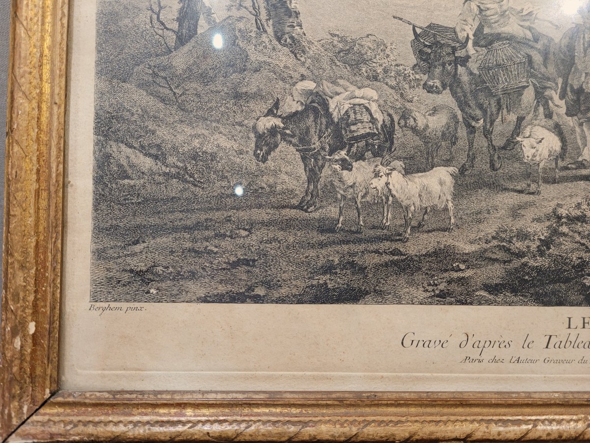 Pair Of Engravings By Le Bas With 18th-century Frames-photo-2