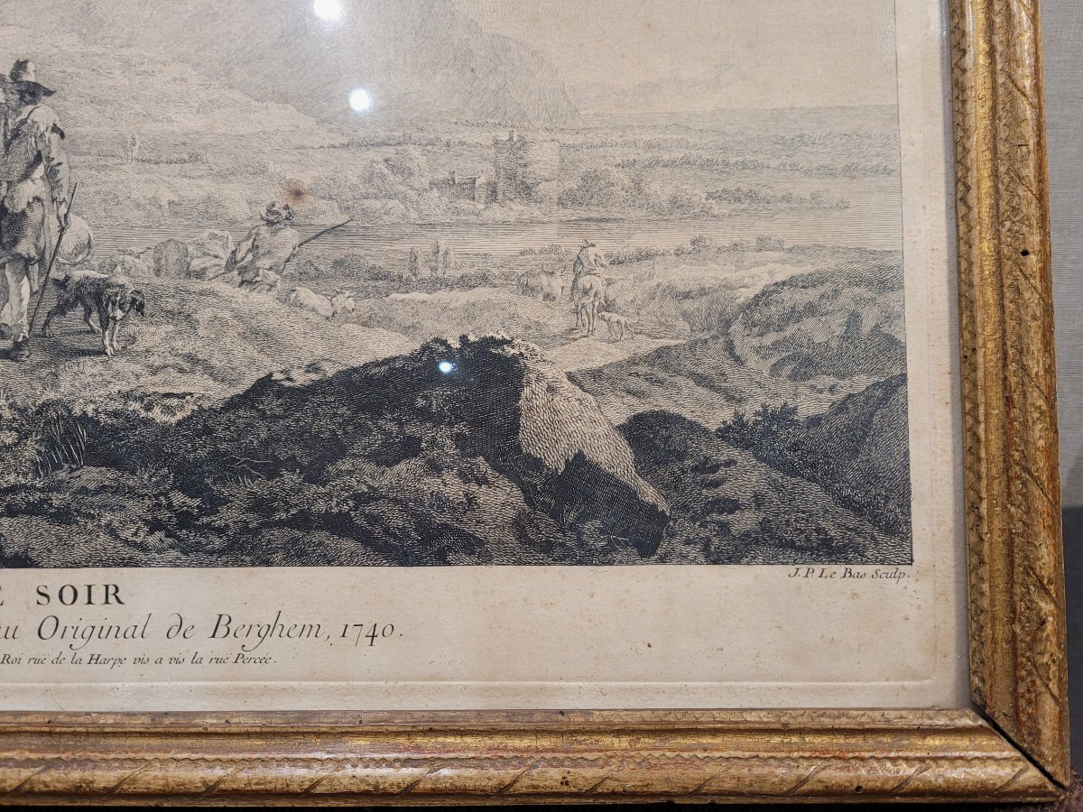Pair Of Engravings By Le Bas With 18th-century Frames-photo-3