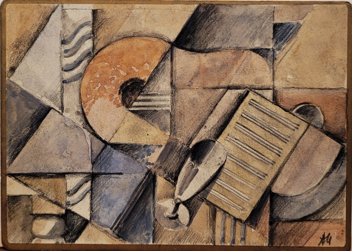Albert Coste (1895-1985)  Composition cubiste à la guitare