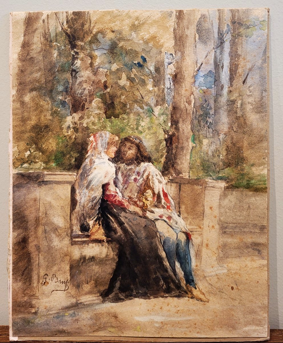 Gioacchino Banfi (1851–1885) Lovers In The Park-photo-2