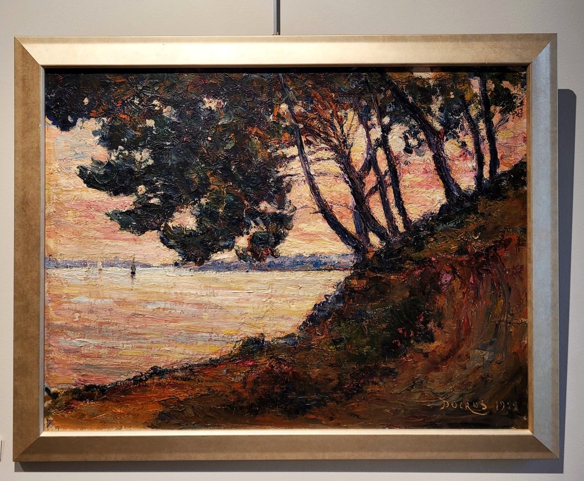 Edouard DUCROS (1856-1936) Soleil couchant sur la côte  -photo-2