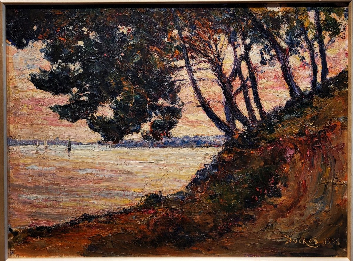 Edouard DUCROS (1856-1936) Soleil couchant sur la côte  