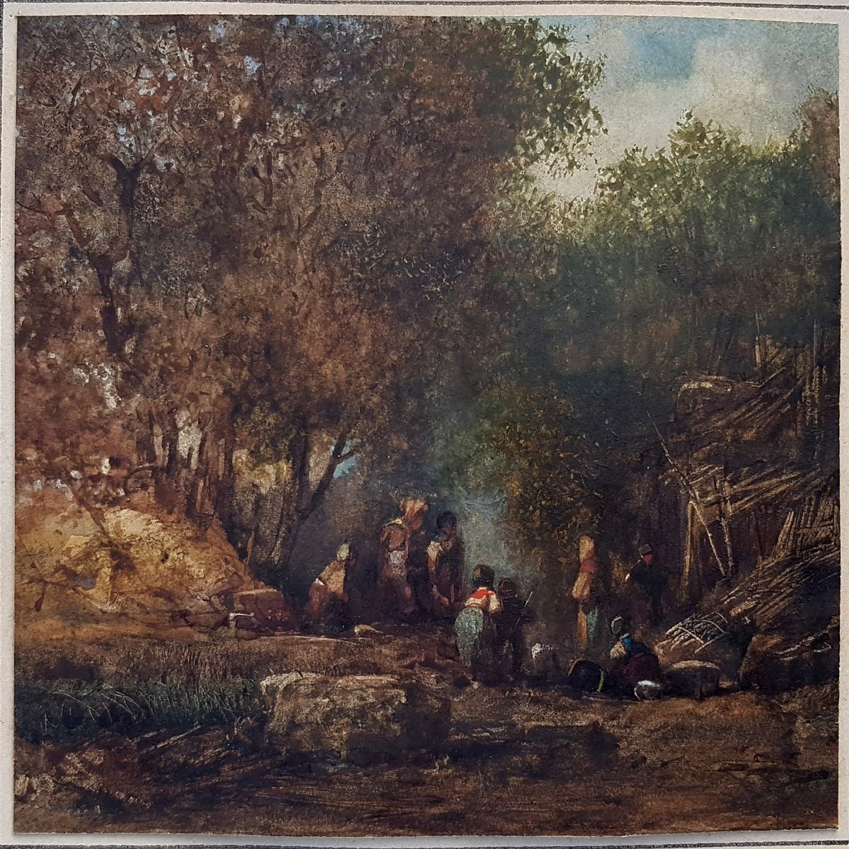 Paul Camoin (1816-1889) Paysans près de la cabane