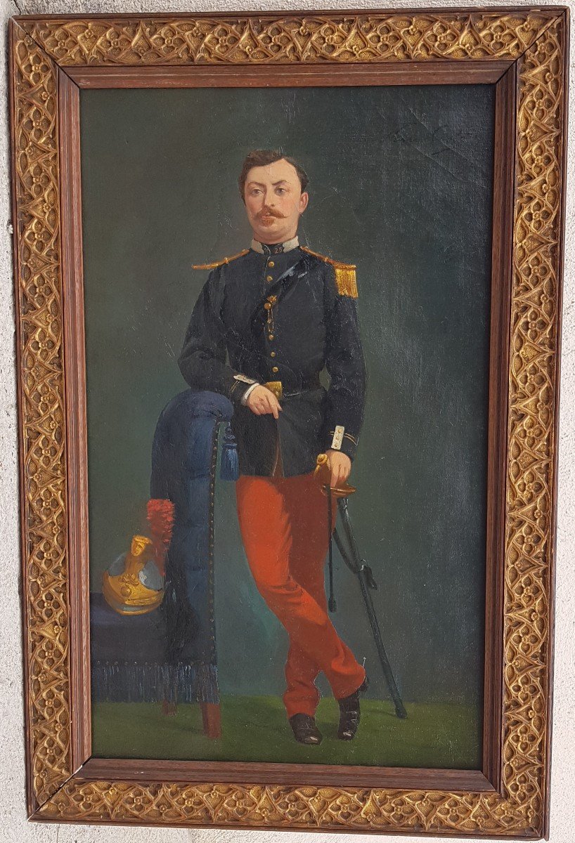 Numa Coste (1843-1907) Portrait Of A Dragon Officer