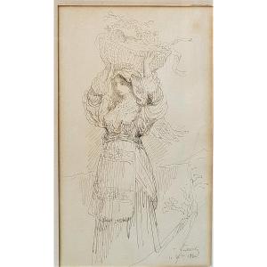 Jean-François PORTAELS (1818-1895) - Femme Italienne portant un panier