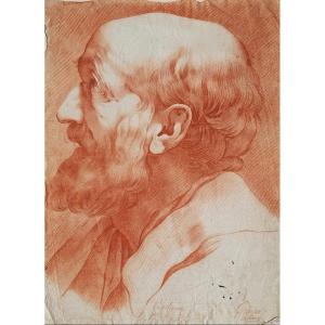  Portrait d'homme sanguine XVIIIe  par Bellemin