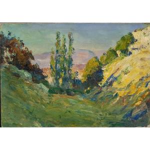 Emile Giraud (1850-1918) Paysage à Aix-en-Provence