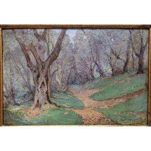 Louis GAUTIER (1855-1947) Chemin dans les oliviers à Nice