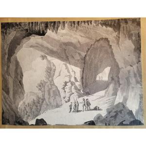 Caverne près de Savone en Italie Lavis 19e