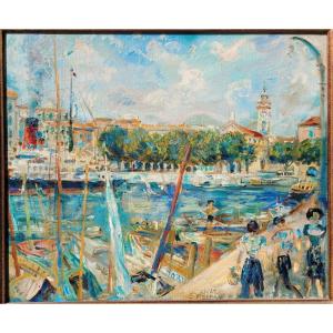 Oscar Spielmann (1901-1974) Le port de Nice